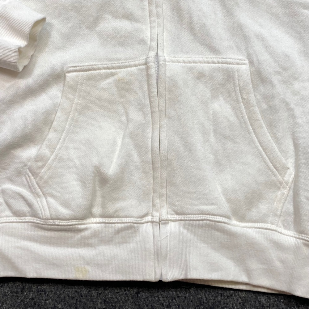 Victoria Secret PINK Zip Hoodie Sz M Womens White‎ Y2K Graphic Logo Sweatshirt - Picture 2 of 14